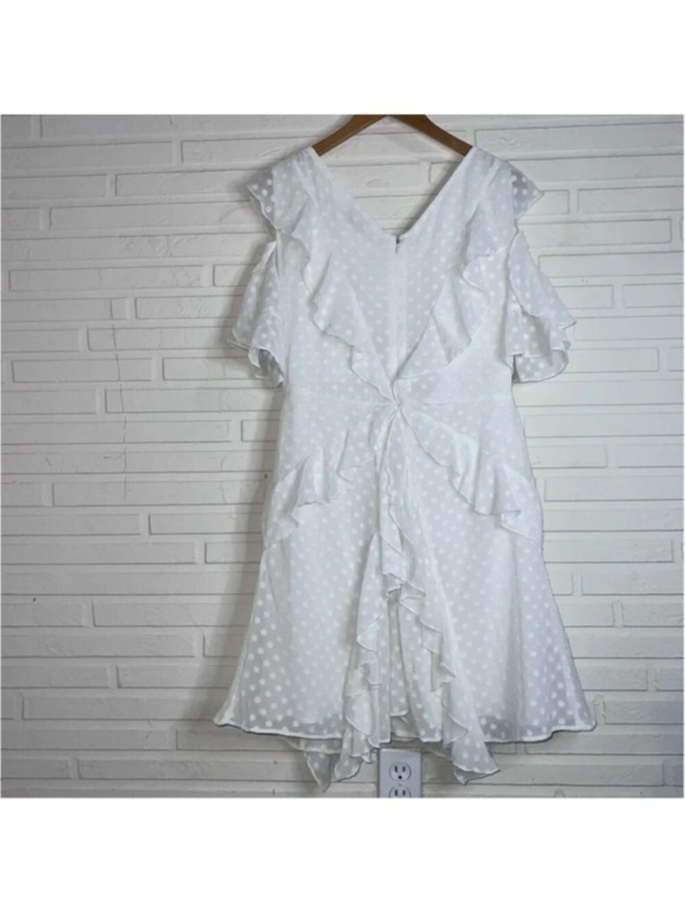 Walter Baker Off White Vickie Polka Dot Cold Shoulder Dress, Women’s Size 8